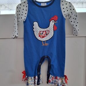 Marie Nicole Blue Outfit With Chicken Applique